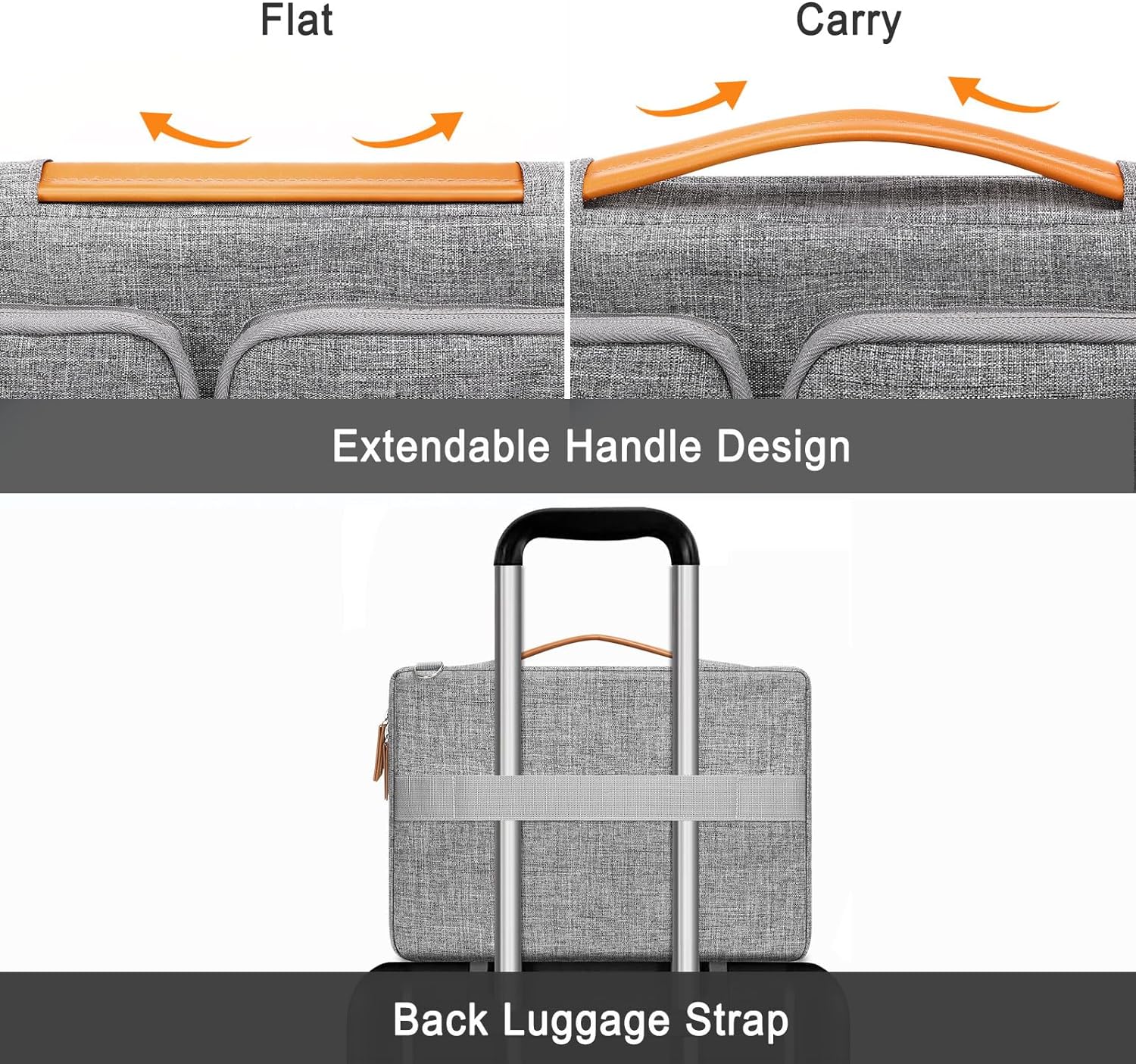 MOSISO 360 Protective Laptop Bag, 15.6 inch Computer Bag Compatible with MacBook Pro 16, HP, Dell, Asus Notebook, Side Open Messenger Bag with 2 Rectangle Zipper Pockets & Extendable Handle, Gray iMosiso