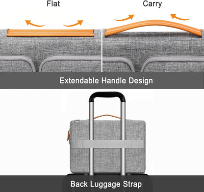 MOSISO 360 Protective Laptop Bag, 15.6 inch Computer Bag Compatible with MacBook Pro 16, HP, Dell, Asus Notebook, Side Open Messenger Bag with 2 Rectangle Zipper Pockets & Extendable Handle, Gray iMosiso