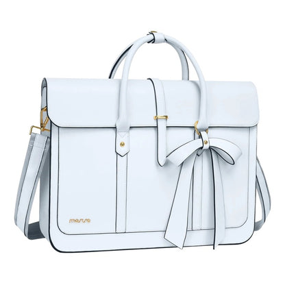 MOSISO Bowknot Convertible Women PU Laptop Bag, 4 Ways Carry Handbag Backpack Messenger Briefcase Fits 14/16/17.3 Inch Mac & Windows Notebooks
