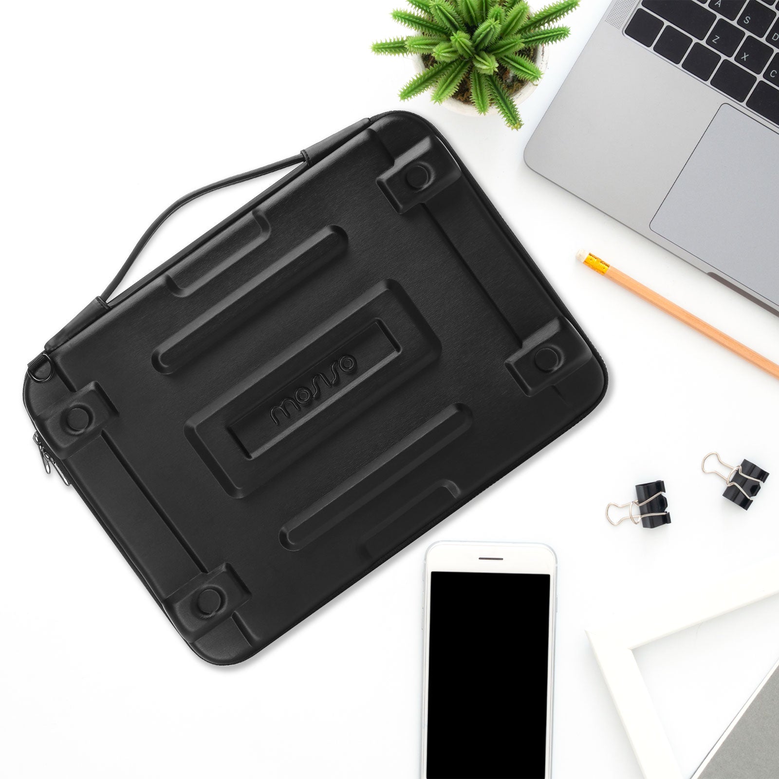 MOSISO Hard Shell Laptop Case Sleeve, 15.6-17.3 inch Computer Bag Compatible with MacBook Air 15/Pro 16,HP,Dell,Lenovo,Asus, Notebook, Abstract Geometric Waterproof Carrying Case Bag with Strap, Black iMosiso