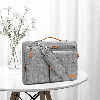 MOSISO 360 Protective Laptop Shoulder Bag, 15.6 inch Computer Bag Compatible with MacBook, HP, Dell, Lenovo, Asus Notebook, 15 inch Side Open Messenger Bag with 4 Zipper Pockets & Handle & Belt, Gray iMosiso