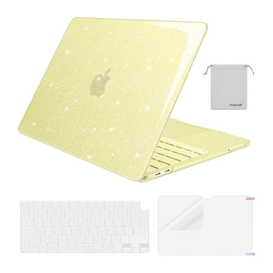 MOSISO Sparkly Glitter Case Compatible with MacBook Neo Case 13 inch 2026 Release Model A3404 with A18 Pro Chip, Crack-Resistant Protective Hard Shell Case&Keyboard Cover&ScreenFilm&Pouch, Transparent