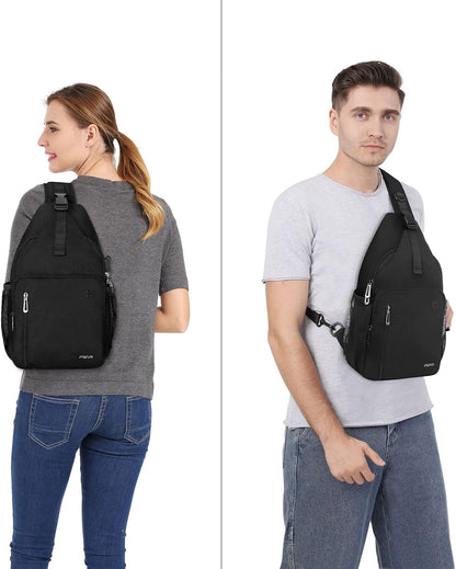 MOSISO Sling Backpack Bag, Crossbody Shoulder Bag Travel Hiking Daypack Chest Bag with Front Square Pocket&USB Charging Port,Black iMosiso