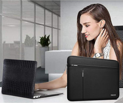 MOSISO Compatible with MacBook Air 13 inch Case 2022-2018 Release A2337 M1 A2179 A1932 Touch ID, Crocodile Grain PU Leather Hard Shell&Sleeve Bag&Keyboard Skin&Webcam Cover&Screen Protector, Black iMosiso