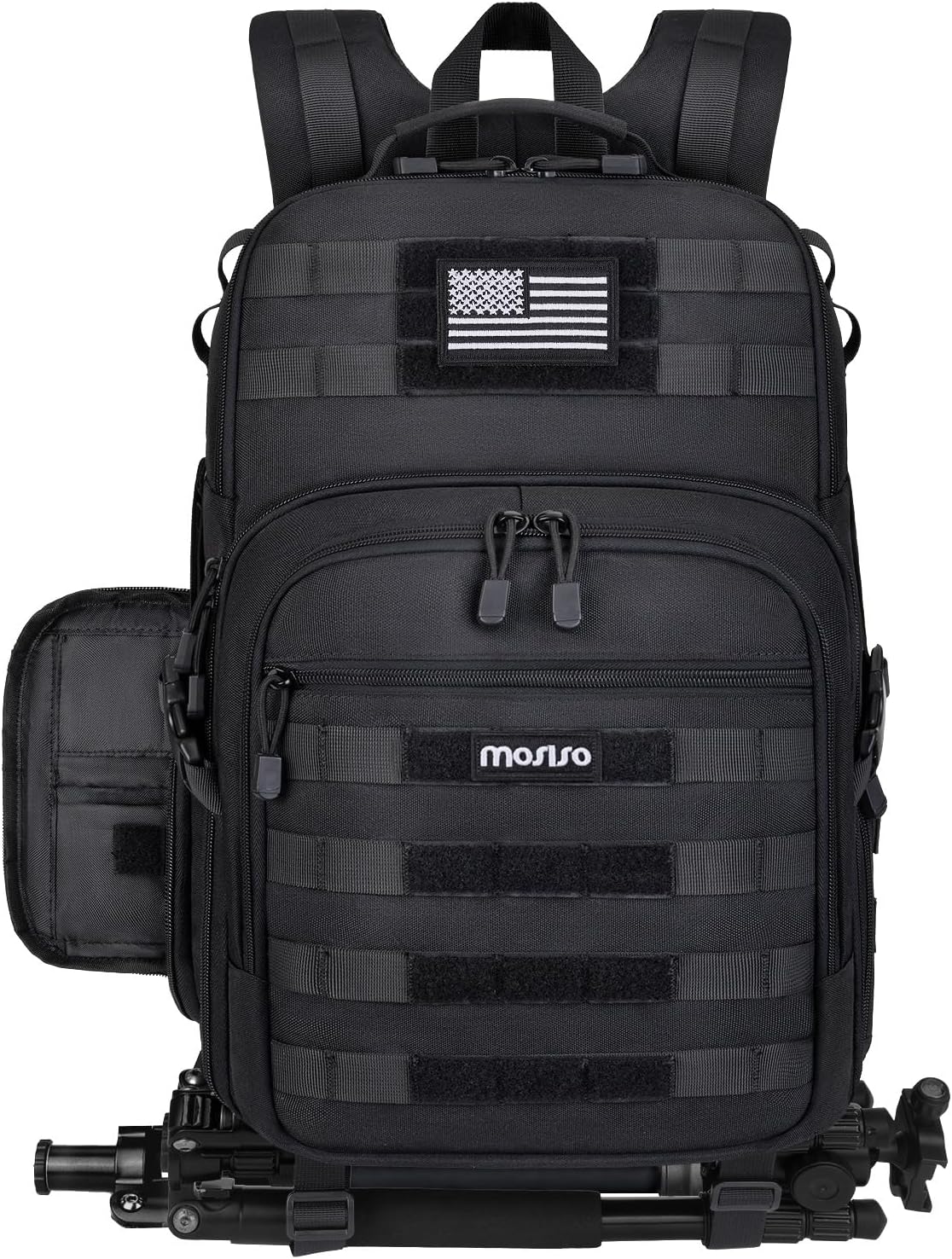 MOSISO MOLLE Tactical Camera Backpack, Rugged Photography Pack with Quick Side Access Fits DSLR Mirrorless Drones & 16 Inch Laptops for Hiking Travel