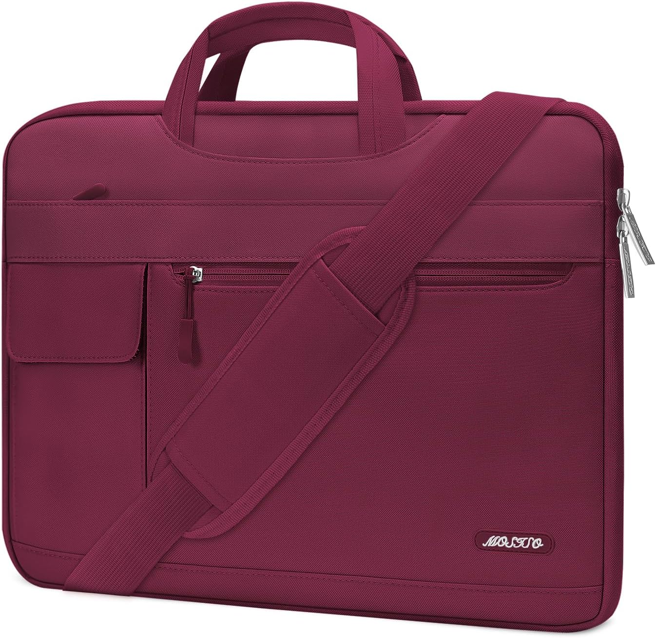MOSISO Laptop Shoulder Bag Compatible with MacBook Air/Pro,13/13.3/16 inch Notebook,Compatible with MacBook Pro 14 inch M5 M4 M3 M2 M1 2026-2021,Polyester Flapover Briefcase Sleeve Case, Black