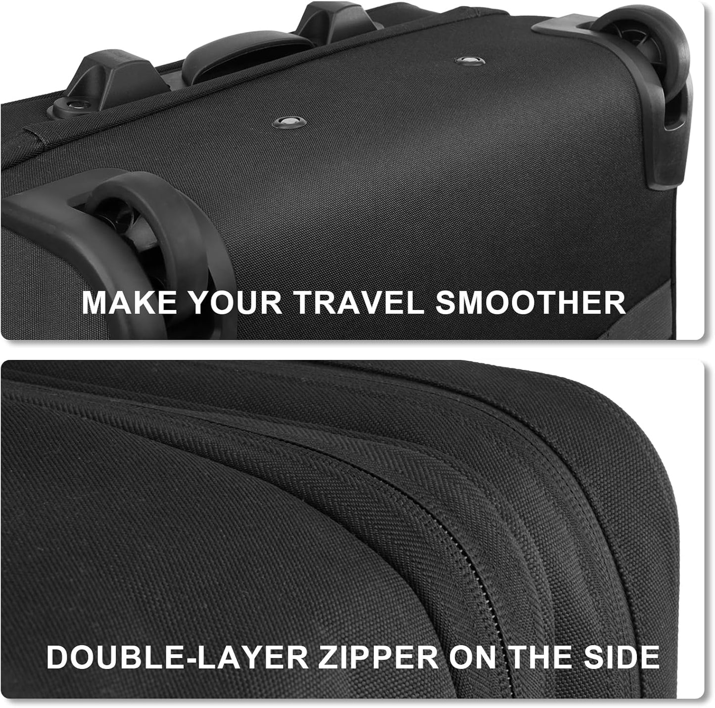 MOSISO Rolling Laptop Bag, 15.6 inch Rolling Briefcase for Women Men, Expandable Overnight Computer Bag with Flapover Pocket & Belt on 2 Wheels for Work Travel Business, Black