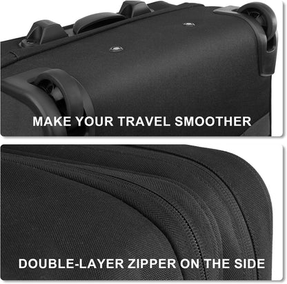 MOSISO Rolling Laptop Bag, 15.6 inch Rolling Briefcase for Women Men, Expandable Overnight Computer Bag with Flapover Pocket & Belt on 2 Wheels for Work Travel Business, Black