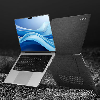 MOSISO Compatible with MacBook Pro 14 inch Case M5 2026 M4 M3 M2 M1 2025-2021 A3427 A3426 A3434 A3112 A3185 A3401 A2918 A2992 A2779 A2442, Knit Fabric Coated Hard Case with Fold Kickstand, Black