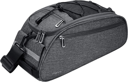 MOSISO 12L Waterproof Bike Rear Rack Bag, Convertible Bicycle Trunk Pannier with Reflective Strip, Multi-Pocket Cycling Storage Saddle Shoulder Bag for Daily Commute Bike Tour