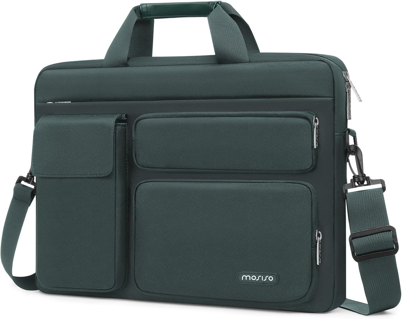 MOSISO Laptop Shoulder Bag 13-17.3 inch, 13/13.3/14/16/17.3 inch Computer Bag Compatible with MacBook Air/Pro 13 / Pro 14, HP Dell ASUS Lenovo with 2 Raised&1 Flapover&1 Horizontal Pocket&Handle&Belt