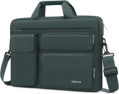 MOSISO Laptop Shoulder Bag 13-17.3 inch, 13/13.3/14/16/17.3 inch Computer Bag Compatible with MacBook Air/Pro 13 / Pro 14, HP Dell ASUS Lenovo with 2 Raised&1 Flapover&1 Horizontal Pocket&Handle&Belt
