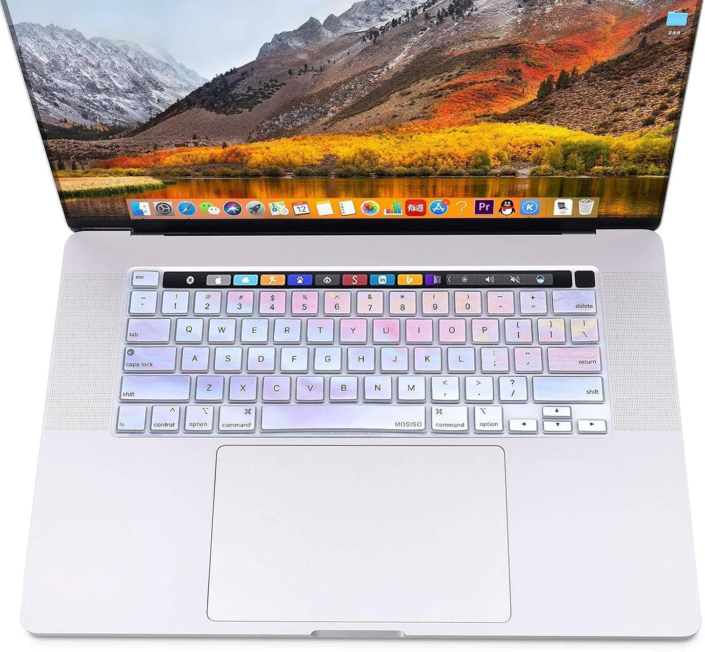 MOSISO Keyboard Cover Silicone Skin Compatible with MacBook Pro 13 inch M2 2023, 2022, 2021 2020 M1 A2338 A2289 A2251 & Compatible with MacBook Pro 16 inch 2020 2019 A2141 Touch ID, Colorful Clouds