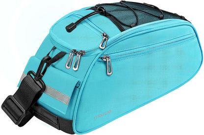 MOSISO 12L Waterproof Bike Rear Rack Bag, Convertible Bicycle Trunk Pannier with Reflective Strip, Multi-Pocket Cycling Storage Saddle Shoulder Bag for Daily Commute Bike Tour