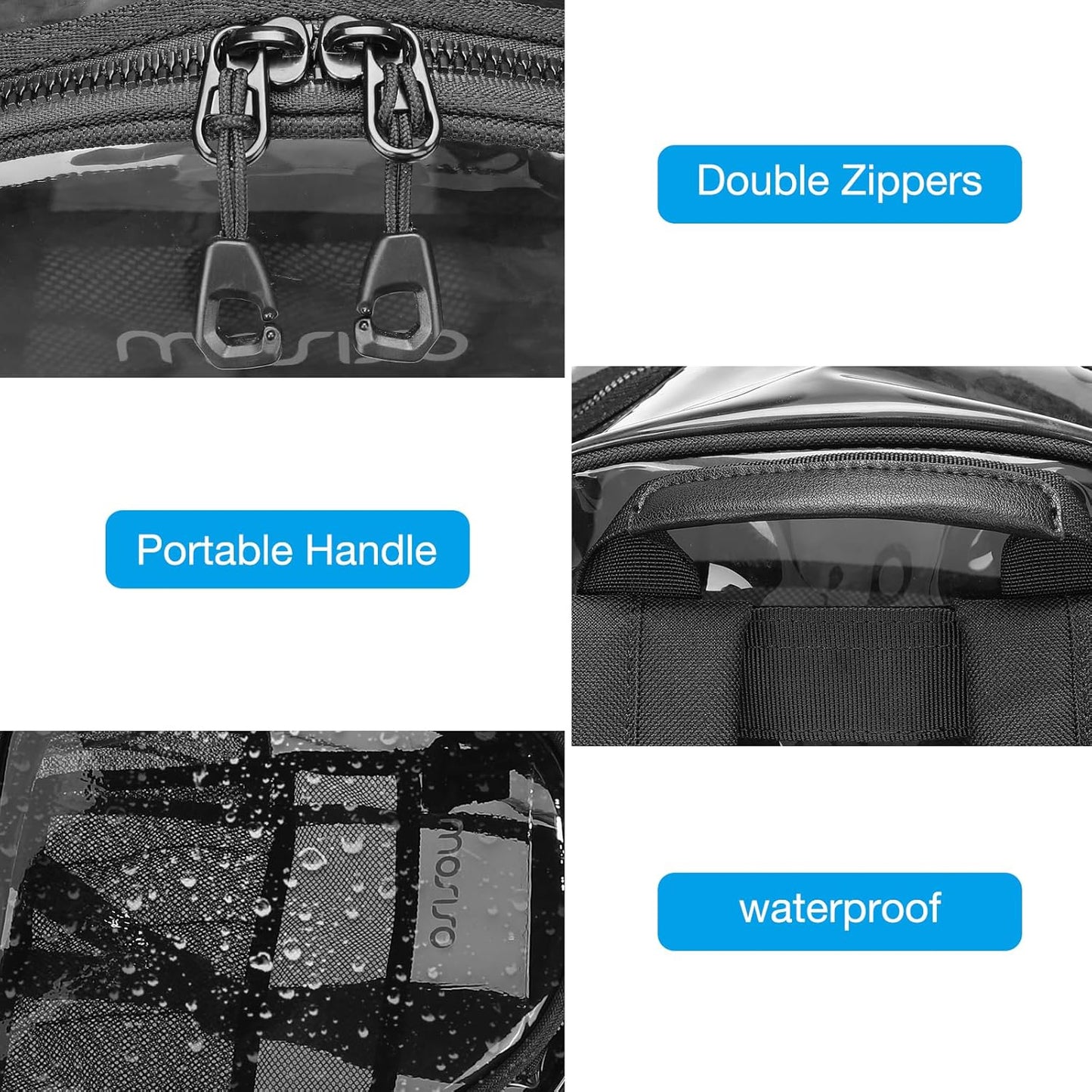 MOSISO 15.6-16 inch Travel Laptop Backpack, Waterproof Stylish Large Capacity Casual Daypack Bag for Business, Fashion TPU Transparent Computer Bag with Reinforced Strap, Black iMosiso