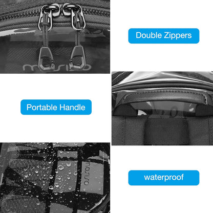 MOSISO 15.6-16 inch Travel Laptop Backpack, Waterproof Stylish Large Capacity Casual Daypack Bag for Business, Fashion TPU Transparent Computer Bag with Reinforced Strap, Black iMosiso