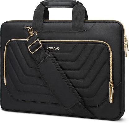 MOSISO Laptop Shoulder Bag,Computer Bag,Messenger Briefcase with Front Inverted Trapezoid Quilted Pocket iMosiso