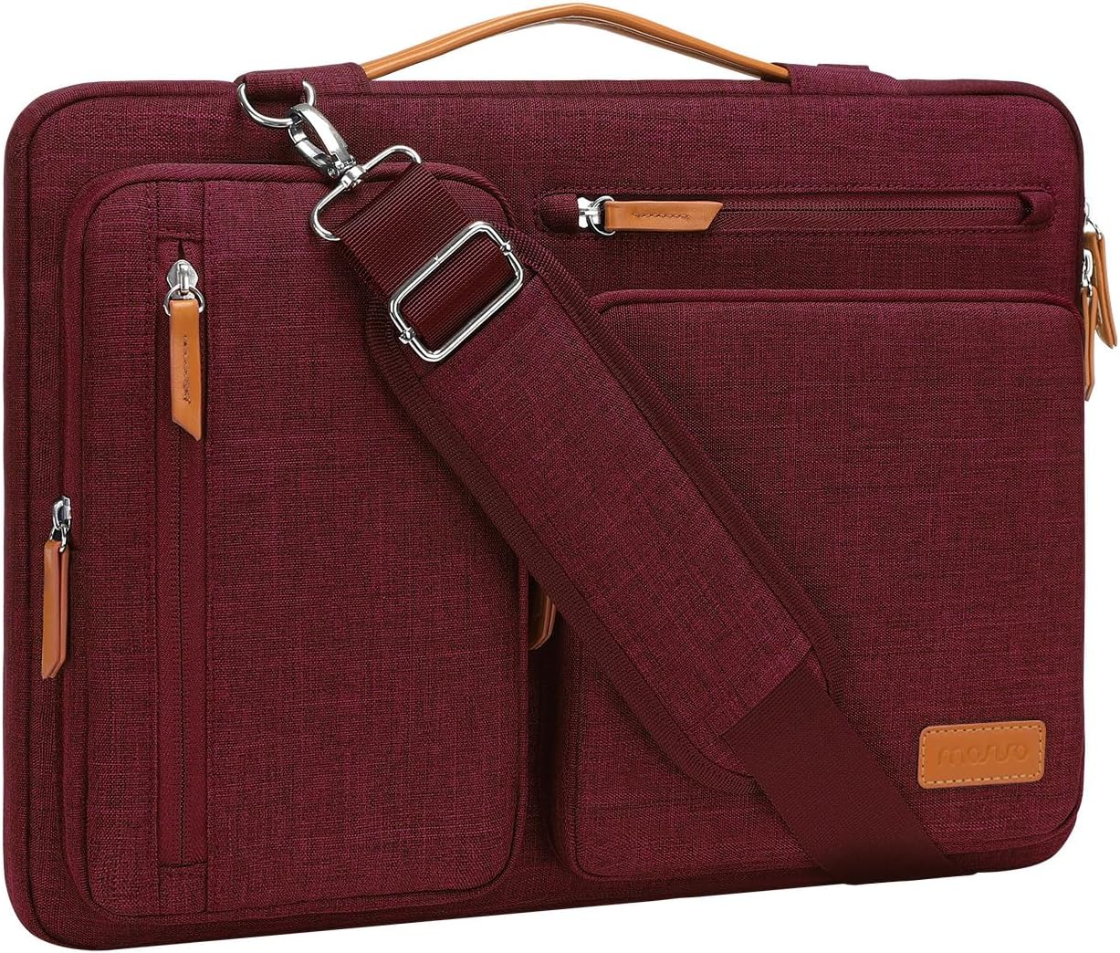 MOSISO 360 Protective Laptop Shoulder Bag 13-17.3 inch, 13 13.3 14 15 16 17.3 inch Computer Bags Compatible with MacBook Pro 16 inch, HP, Dell, Lenovo, Asus Notebook,Side Open Messenger Bag with 4 Zipper Pocket