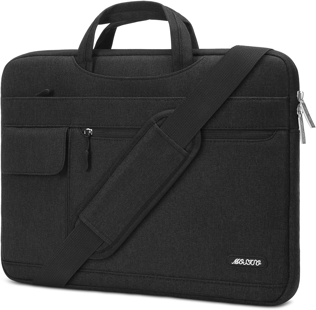 MOSISO Laptop Shoulder Bag Compatible with MacBook Air/Pro,13/13.3/16 inch Notebook,Compatible with MacBook Pro 14 inch M5 M4 M3 M2 M1 2026-2021,Polyester Flapover Briefcase Sleeve Case, Black