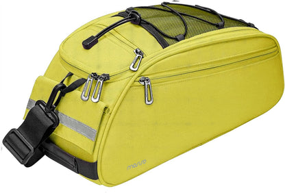 MOSISO 12L Waterproof Bike Rear Rack Bag, Convertible Bicycle Trunk Pannier with Reflective Strip, Multi-Pocket Cycling Storage Saddle Shoulder Bag for Daily Commute Bike Tour