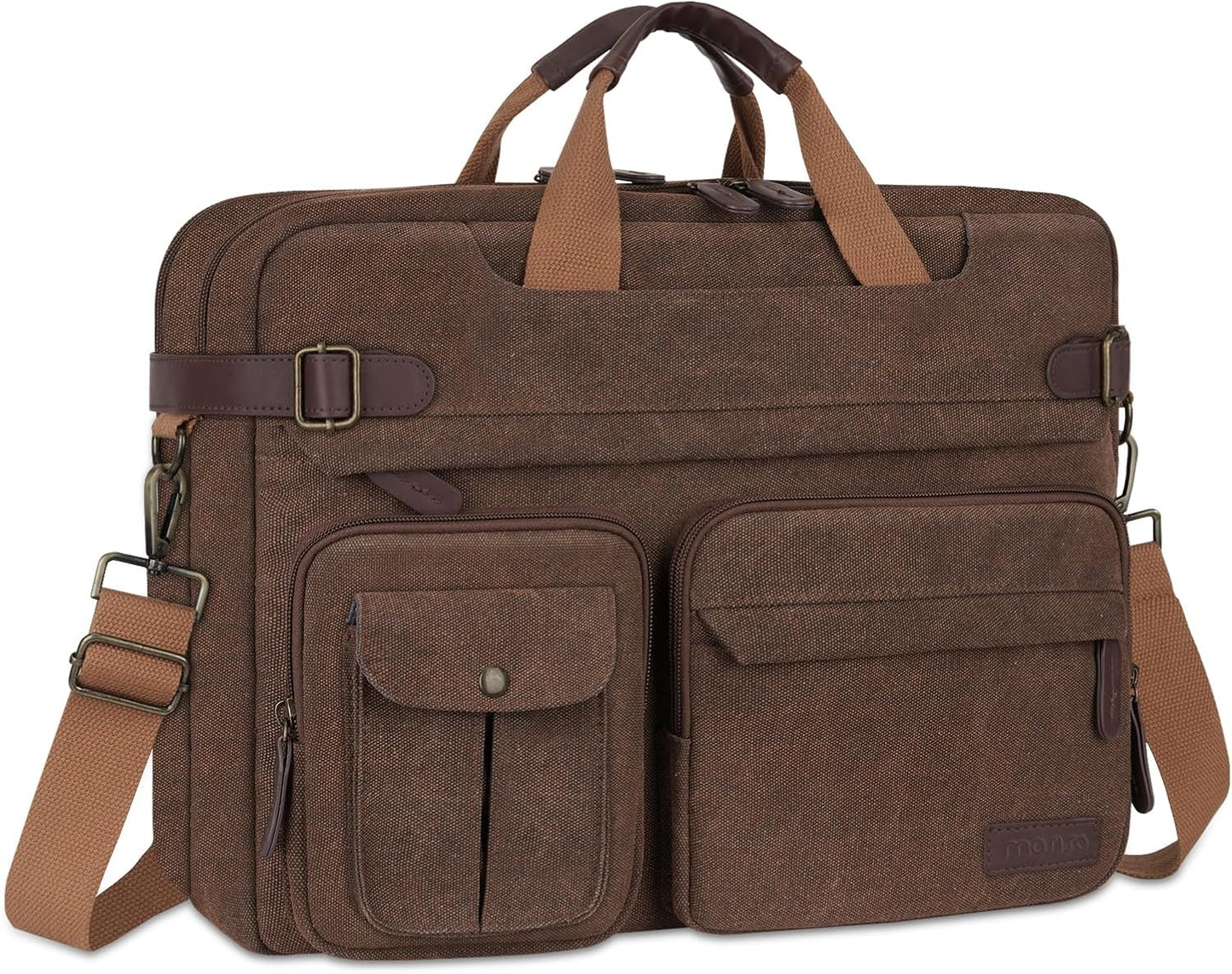 MOSISO 3 in 1 Messenger Bag for Men, 15.6 inch Computer Laptop Bag Convertible Laptop Backpack for Work Business Travel, Crossbody Satchel Briefcase Shoulder Bags Handbag Bookbag for College, Brown iMosiso