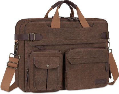 MOSISO 3 in 1 Messenger Bag for Men, 15.6 inch Computer Laptop Bag Convertible Laptop Backpack for Work Business Travel, Crossbody Satchel Briefcase Shoulder Bags Handbag Bookbag for College, Brown iMosiso