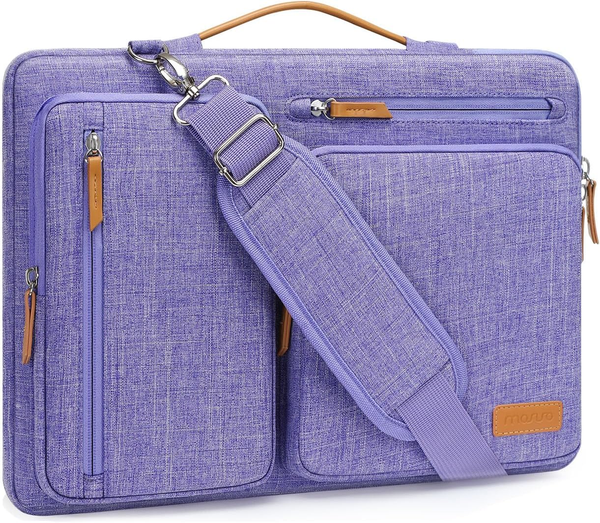 MOSISO 360 Protective Laptop Shoulder Bag 13-17.3 inch, 13 13.3 14 15 16 17.3 inch Computer Bags Compatible with MacBook Pro 16 inch, HP, Dell, Lenovo, Asus Notebook,Side Open Messenger Bag with 4 Zipper Pocket