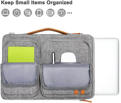 MOSISO 360 Protective Laptop Bag, 13-15.6 inch Computer Bag Compatible with MacBook Pro 14/16, HP, Dell, Asus Notebook, Side Open Sleeve with 2 Rectangle Zipper Pockets&Extendable Handle, Gray iMosiso