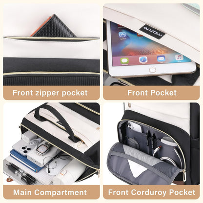 MOSISO Multi‑Compartment Travel Laptop Backpack for Women, 15.6‑16 Inch Computer Bag with Built‑in USB Charging Port, Luggage Strap & Anti‑Theft Back Pocket