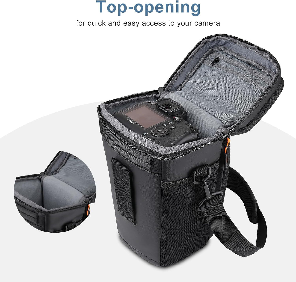MOSISO Padded Crossbody Camera Bag with Rain Cover, Fits DSLR & 70-200/100-400mm Lenses