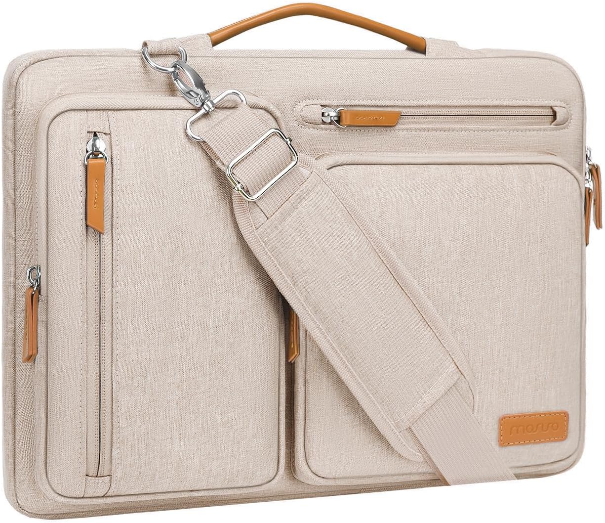 MOSISO 360 Protective Laptop Shoulder Bag 13-17.3 inch, 13 13.3 14 15 16 17.3 inch Computer Bags Compatible with MacBook Pro 16 inch, HP, Dell, Lenovo, Asus Notebook,Side Open Messenger Bag with 4 Zipper Pocket