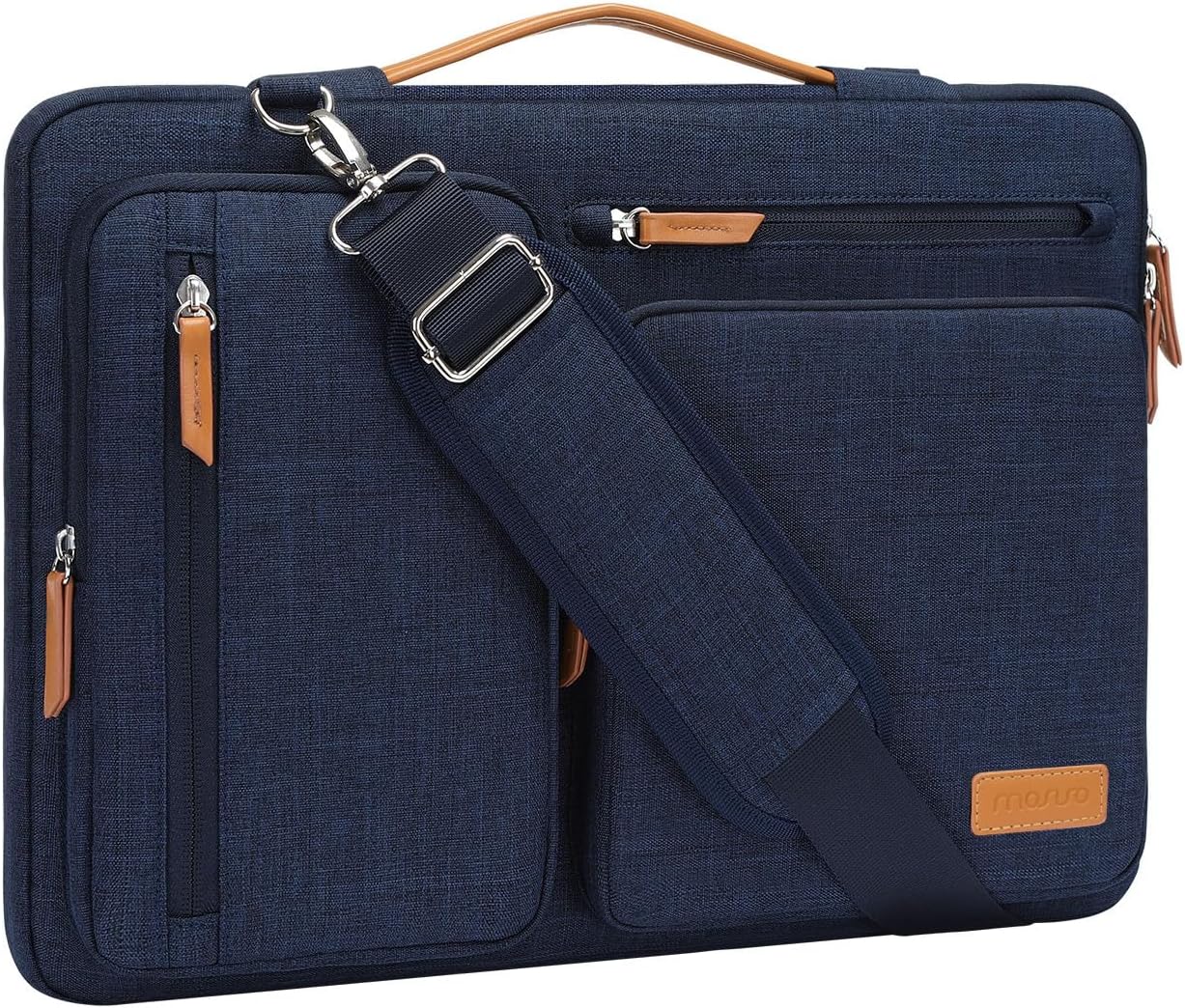 MOSISO 360 Protective Laptop Shoulder Bag 13-17.3 inch, 13 13.3 14 15 16 17.3 inch Computer Bags Compatible with MacBook Pro 16 inch, HP, Dell, Lenovo, Asus Notebook,Side Open Messenger Bag with 4 Zipper Pocket