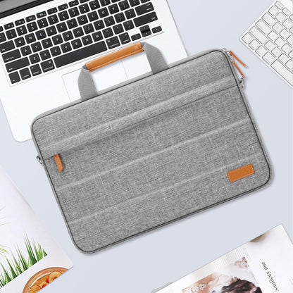MOSISO Laptop Shoulder Bag, 15.6 inch Computer Bag Compatible with MacBook 16 inch, HP, Dell, Lenovo, Asus, Razer Notebook, Quilted Messenger Briefcase with Front Horizontal Pocket & Strap, Gray
