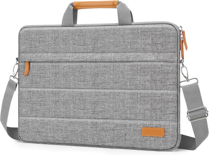 MOSISO Laptop Shoulder Bag, 15.6 inch Computer Bag Compatible with MacBook 16 inch, HP, Dell, Lenovo, Asus, Razer Notebook, Quilted Messenger Briefcase with Front Horizontal Pocket & Strap, Gray