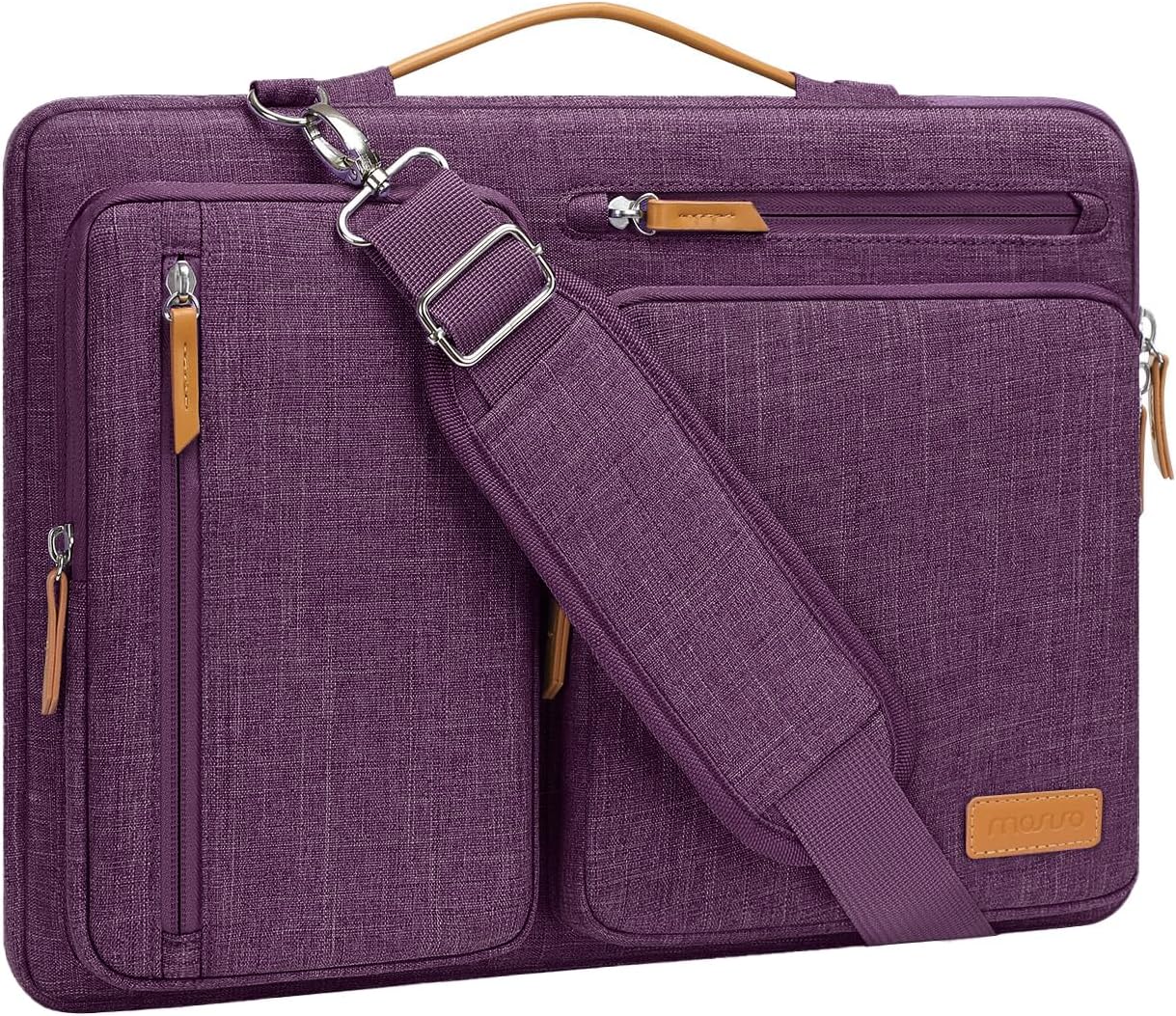 MOSISO 360 Protective Laptop Shoulder Bag 13-17.3 inch, 13 13.3 14 15 16 17.3 inch Computer Bags Compatible with MacBook Pro 16 inch, HP, Dell, Lenovo, Asus Notebook,Side Open Messenger Bag with 4 Zipper Pocket