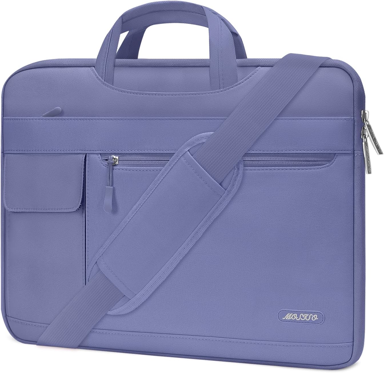MOSISO Laptop Shoulder Bag Compatible with MacBook Air/Pro,13/13.3/16 inch Notebook,Compatible with MacBook Pro 14 inch M5 M4 M3 M2 M1 2026-2021,Polyester Flapover Briefcase Sleeve Case, Black