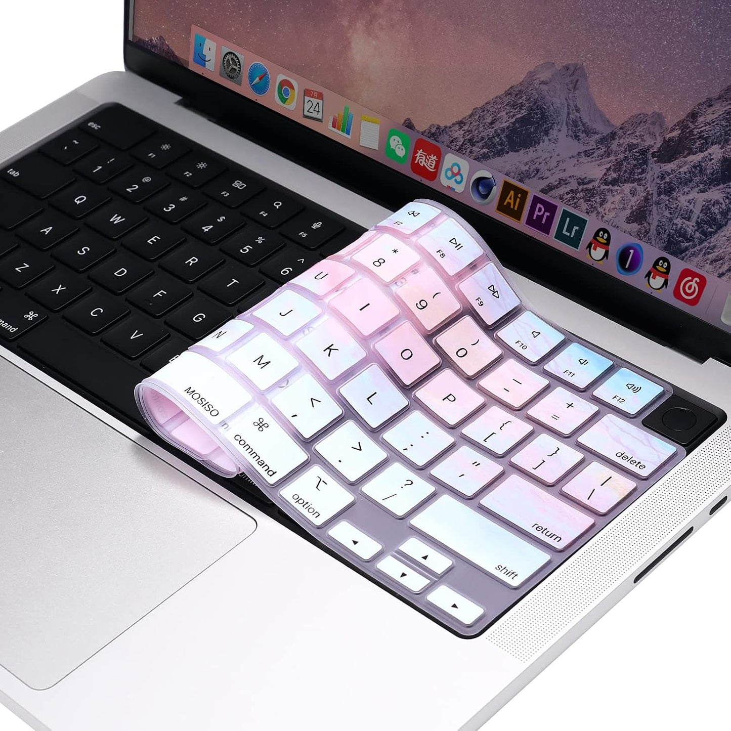 MOSISO Keyboard Cover Skin Compatible with MacBook Air 15 inch M3 A3114 M2 A2941/Air 13.6 A3113 A2681/Pro 14/16 M4 M3 M2 M1, Colorful Clouds