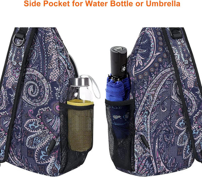 MOSISO Sling Backpack,Travel Hiking Daypack Pattern Rope Crossbody Shoulder Bag, Navy Blue Base Totem Texture