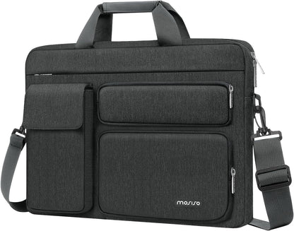 MOSISO Laptop Shoulder Bag 13-17.3 inch, 13/13.3/14/16/17.3 inch Computer Bag Compatible with MacBook Air/Pro 13 / Pro 14, HP Dell ASUS Lenovo with 2 Raised&1 Flapover&1 Horizontal Pocket&Handle&Belt