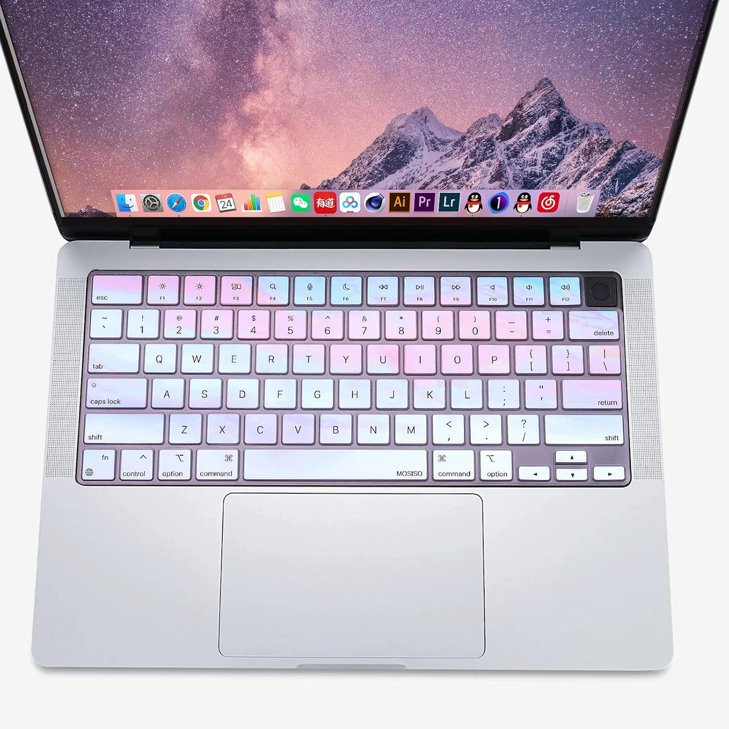 MOSISO Keyboard Cover Skin Compatible with MacBook Air 15 inch M3 A3114 M2 A2941/Air 13.6 A3113 A2681/Pro 14/16 M4 M3 M2 M1, Colorful Clouds