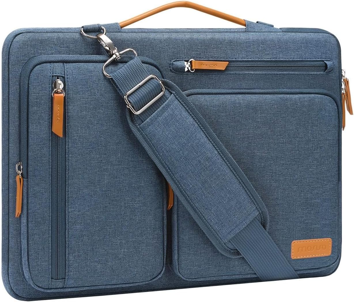 MOSISO 360 Protective Laptop Shoulder Bag 13-17.3 inch, 13 13.3 14 15 16 17.3 inch Computer Bags Compatible with MacBook Pro 16 inch, HP, Dell, Lenovo, Asus Notebook,Side Open Messenger Bag with 4 Zipper Pocket
