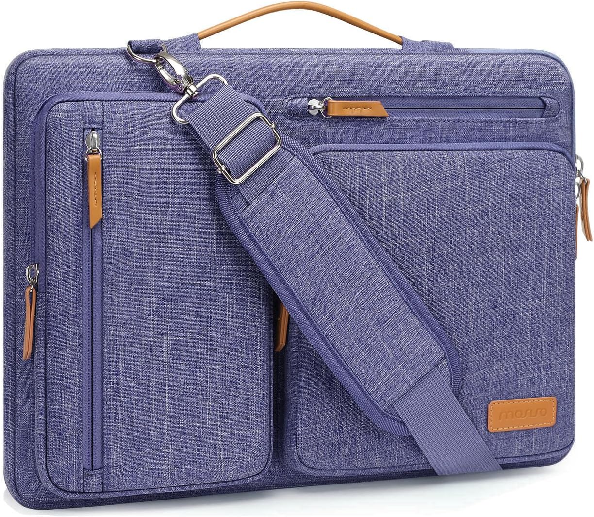 MOSISO 360 Protective Laptop Shoulder Bag 13-17.3 inch, 13 13.3 14 15 16 17.3 inch Computer Bags Compatible with MacBook Pro 16 inch, HP, Dell, Lenovo, Asus Notebook,Side Open Messenger Bag with 4 Zipper Pocket