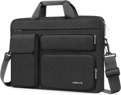 MOSISO Laptop Shoulder Bag 13-17.3 inch, 13/13.3/14/16/17.3 inch Computer Bag Compatible with MacBook Air/Pro 13 / Pro 14, HP Dell ASUS Lenovo with 2 Raised&1 Flapover&1 Horizontal Pocket&Handle&Belt
