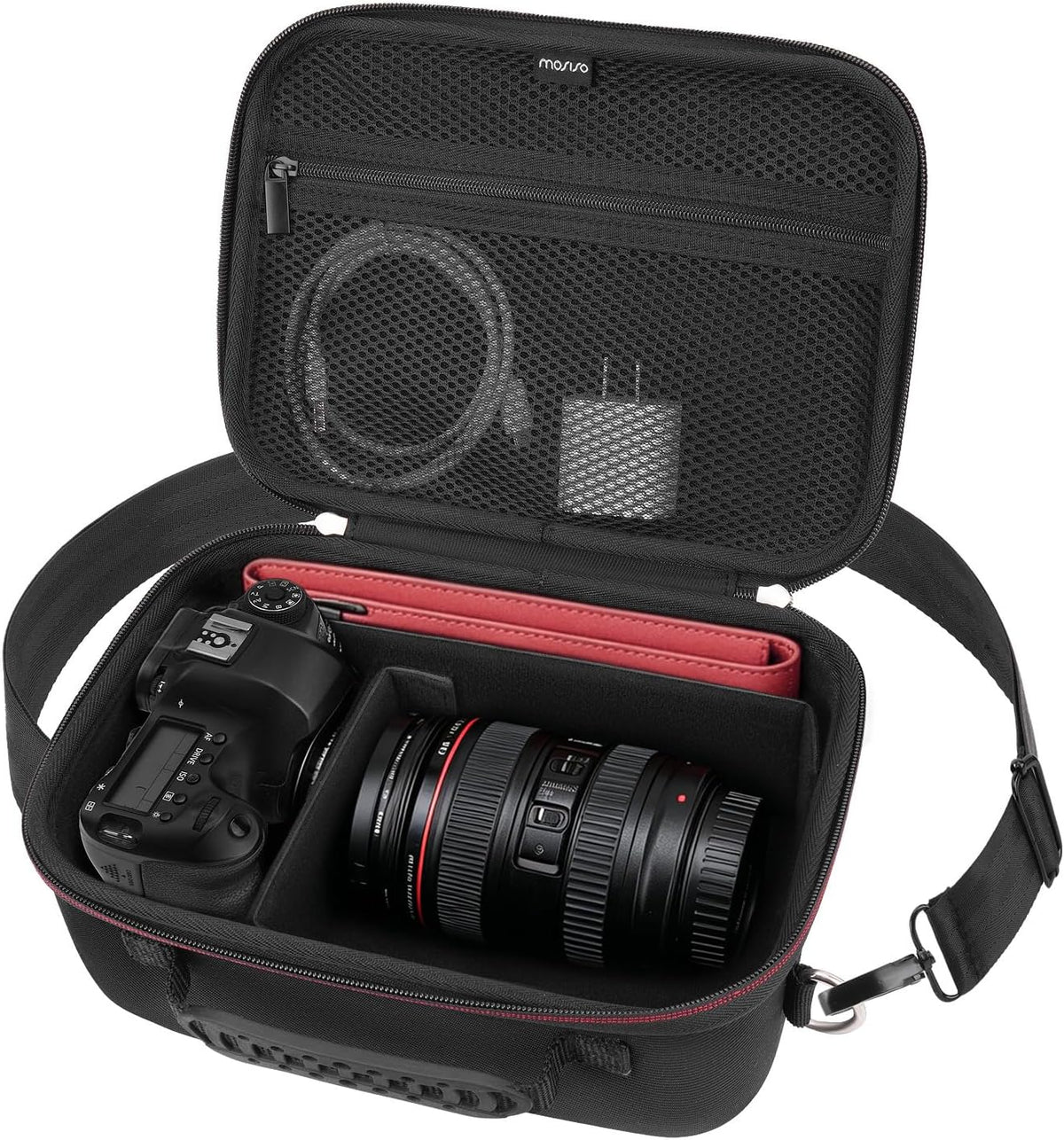 MOSISO EVA‑PU Hard Shell Digital Camera Travel Carrying Case with Custom Removable Dividers for Canon Sony DSLR Mirrorless Cameras