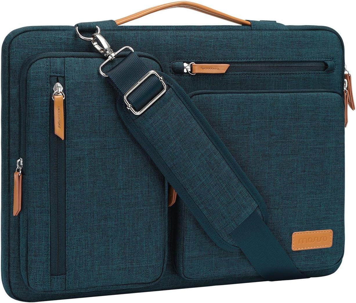 MOSISO 360 Protective Laptop Shoulder Bag 13-17.3 inch, 13 13.3 14 15 16 17.3 inch Computer Bags Compatible with MacBook Pro 16 inch, HP, Dell, Lenovo, Asus Notebook,Side Open Messenger Bag with 4 Zipper Pocket