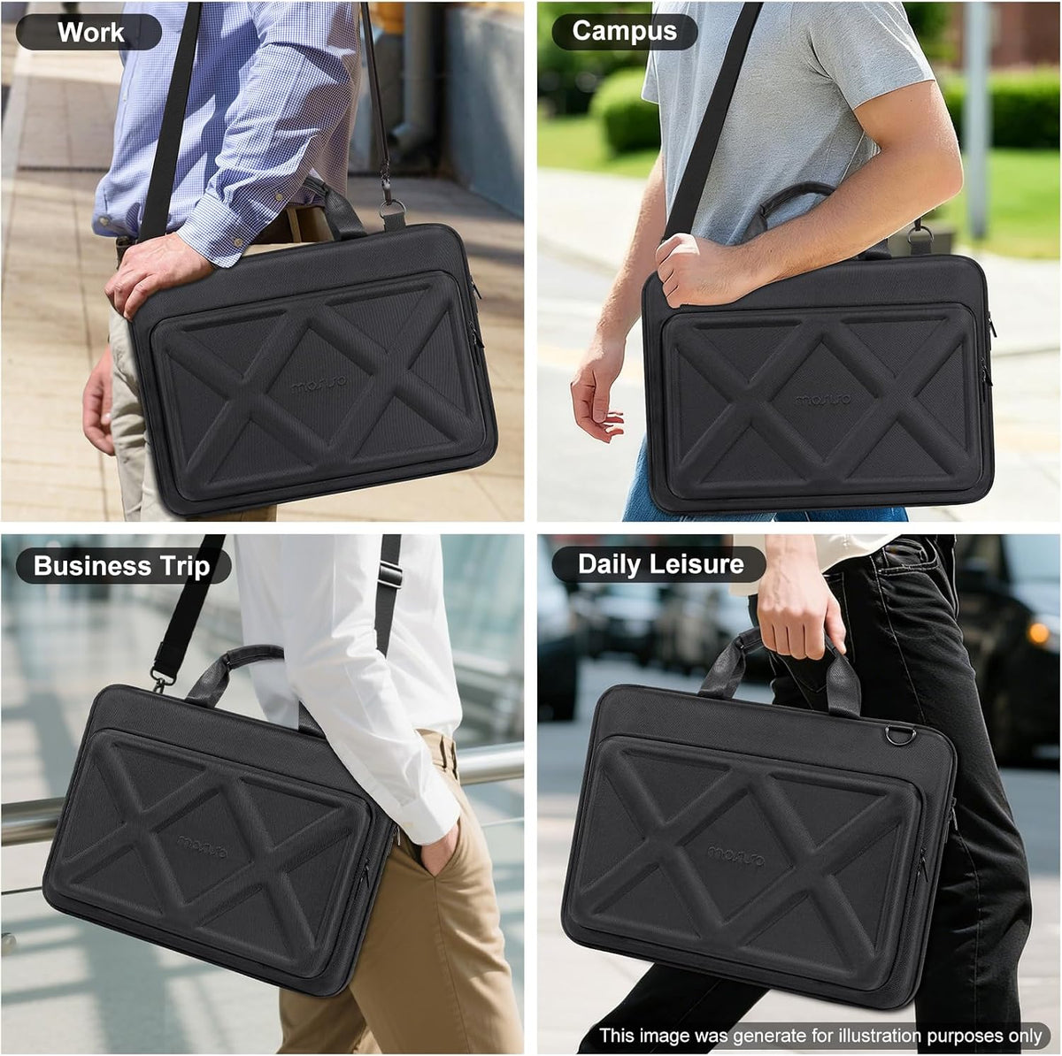 MOSISO X‑Pac EVA Hard‑Shell Laptop Bag for Men, 15‑16‑Inch Business Briefcase with 180‑Degree Full Opening