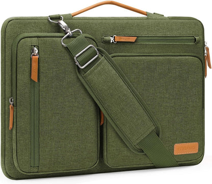 MOSISO 360 Protective Laptop Shoulder Bag 13-17.3 inch, 13 13.3 14 15 16 17.3 inch Computer Bags Compatible with MacBook Pro 16 inch, HP, Dell, Lenovo, Asus Notebook,Side Open Messenger Bag with 4 Zipper Pocket