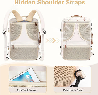 MOSISO Travel Backpack, 40L Carry on Laptop Backpack, 17-17.3 inch Airline Approved Luggage Bag with USB Port&Hidden Shoulder Strap, Casual Daypack with Toiletry Bag&Shoe Pocket