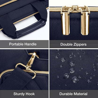 MOSISO Men Laptop Briefcase Shoulder Bag with Trolley Sleeve & Front Rectangle Horizontal Pockets, Multi Storage Notebook Carry Case for Business Travel