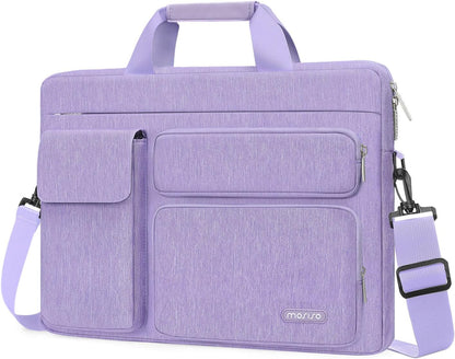 MOSISO Laptop Shoulder Bag 13-17.3 inch, 13/13.3/14/16/17.3 inch Computer Bag Compatible with MacBook Air/Pro 13 / Pro 14, HP Dell ASUS Lenovo with 2 Raised&1 Flapover&1 Horizontal Pocket&Handle&Belt